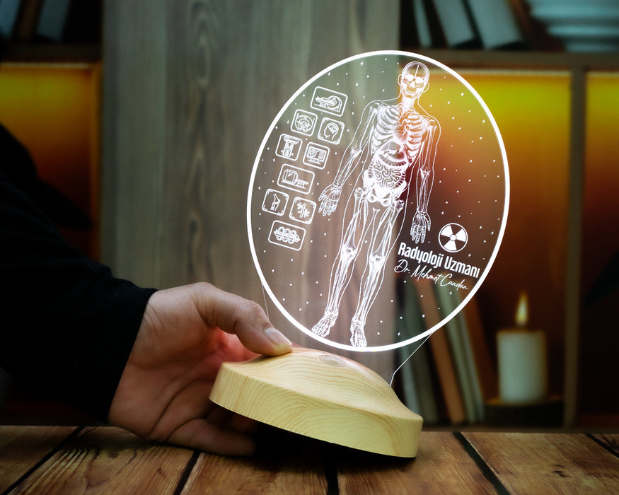 Radyoloji Uzmanına Hediye – Kişiye Özel Radyolog Doktor LED Lamba, Röntgen & Görüntüleme Tasarımlı Tıp Hediyesi