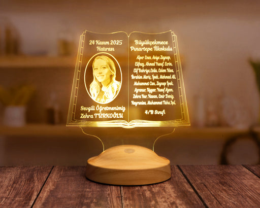 Öğretmenler günü hediyesi led lamba renkli resimli öğrenci isimleri yazılı hediye