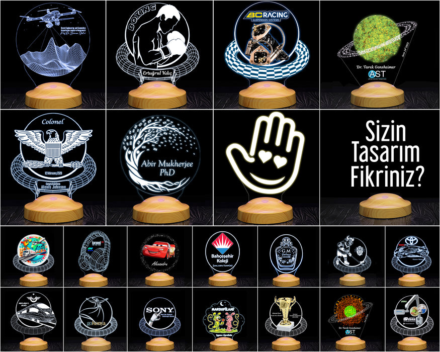 Özel Tasarım Talepli, Özel Yapım 3D Led Lamba