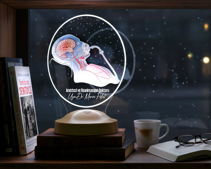 Anestezi Uzmanına Hediye – Kişiye Özel Anestezi ve Reanimasyon Doktoru LED Lamba, Yoğun Bakım Doktoru Hediyesi