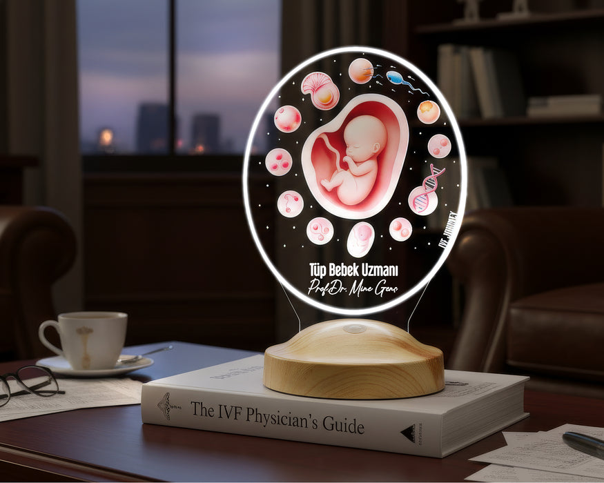 Tüp Bebek Uzmanı Hediyesi 3D LED Lamba | IVF Doktoruna, Embriyoloji ve Kadın Doğum Uzmanına Özel Hediye
