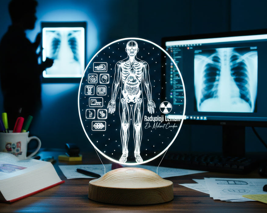 Radyoloji Uzmanına Hediye – Kişiye Özel Radyolog Doktor LED Lamba, Röntgen & Görüntüleme Tasarımlı Tıp Hediyesi
