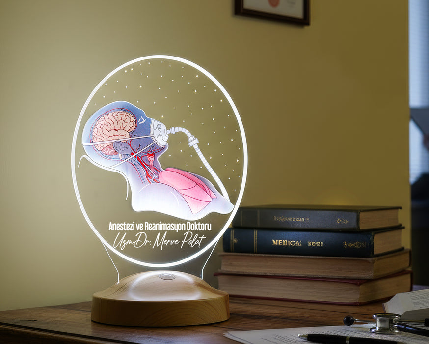 Anestezi Uzmanına Hediye – Kişiye Özel Anestezi ve Reanimasyon Doktoru LED Lamba, Yoğun Bakım Doktoru Hediyesi