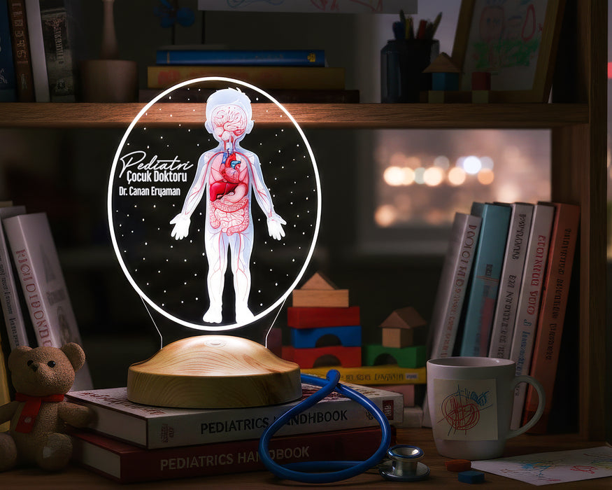 Pediatri Doktoruna Hediye – Kişiye Özel Çocuk Sağlığı Uzmanı LED Lamba – Çocuk Doktoru Hediyesi