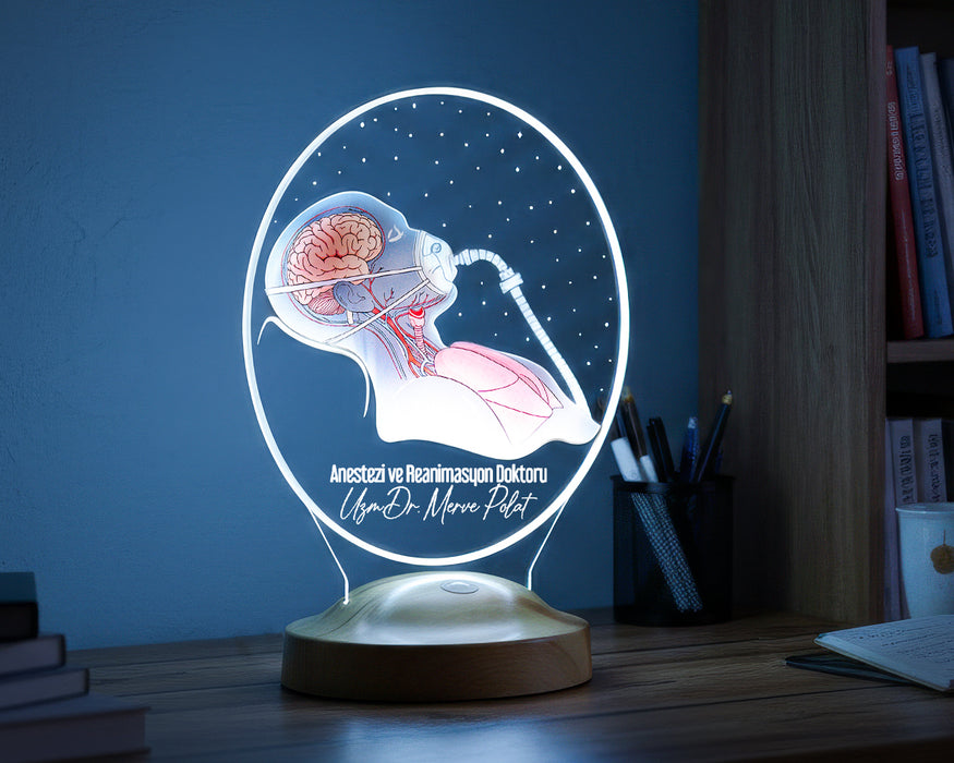Anestezi Uzmanına Hediye – Kişiye Özel Anestezi ve Reanimasyon Doktoru LED Lamba, Yoğun Bakım Doktoru Hediyesi