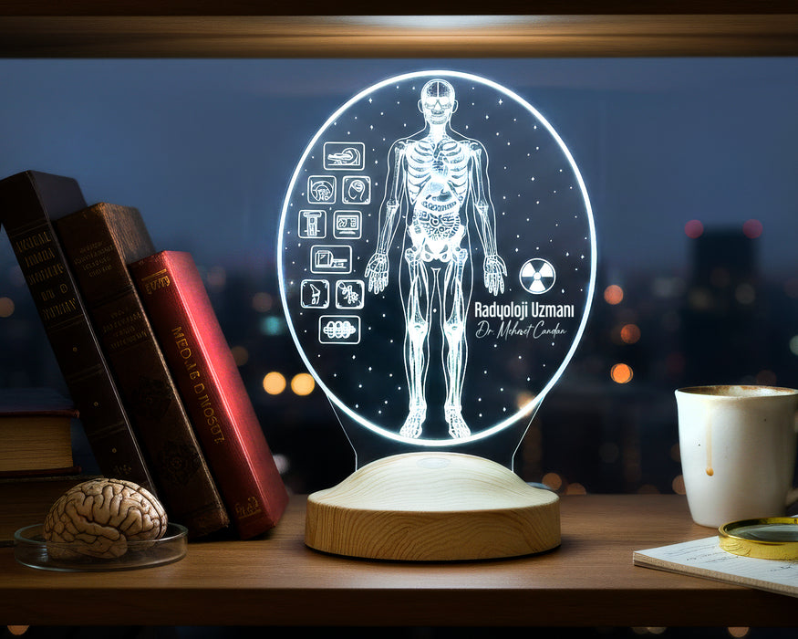 Radyoloji Uzmanına Hediye – Kişiye Özel Radyolog Doktor LED Lamba, Röntgen & Görüntüleme Tasarımlı Tıp Hediyesi