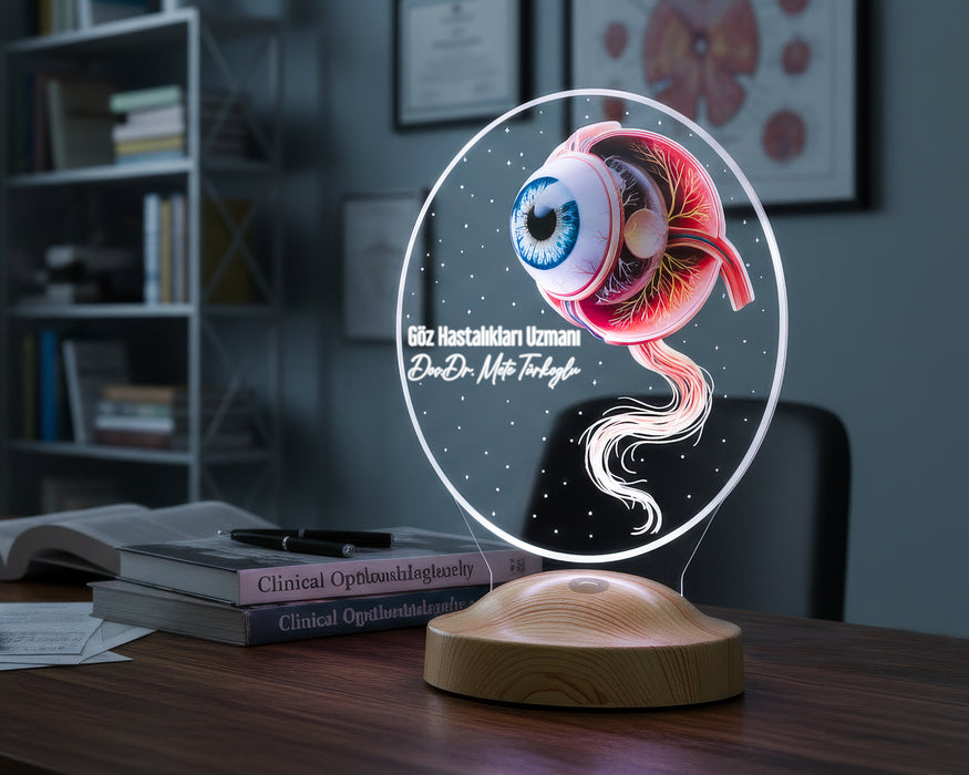 Göz Doktoruna Hediye – Kişiye Özel Göz Hastalıkları Uzmanı LED Lamba -Oftalmoloji Tasarımlı Hediye